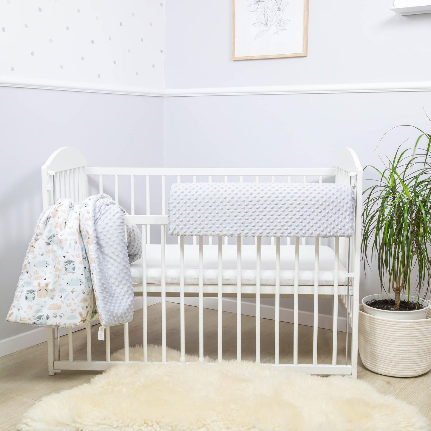Bed rail for children's beds 70 cm - protection for bed frame Baby bed guard for box spring bed bed rail with cover Edge protection Children's baby bed Light grey