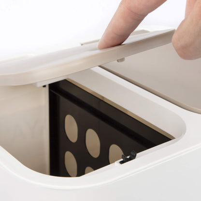 ONVAYA® waste separation system Ben | Waste separation with multiple compartments | Trash can in cream-white | Waste bin for kitchen & bathroom (27 liters, cream-beige-brown)