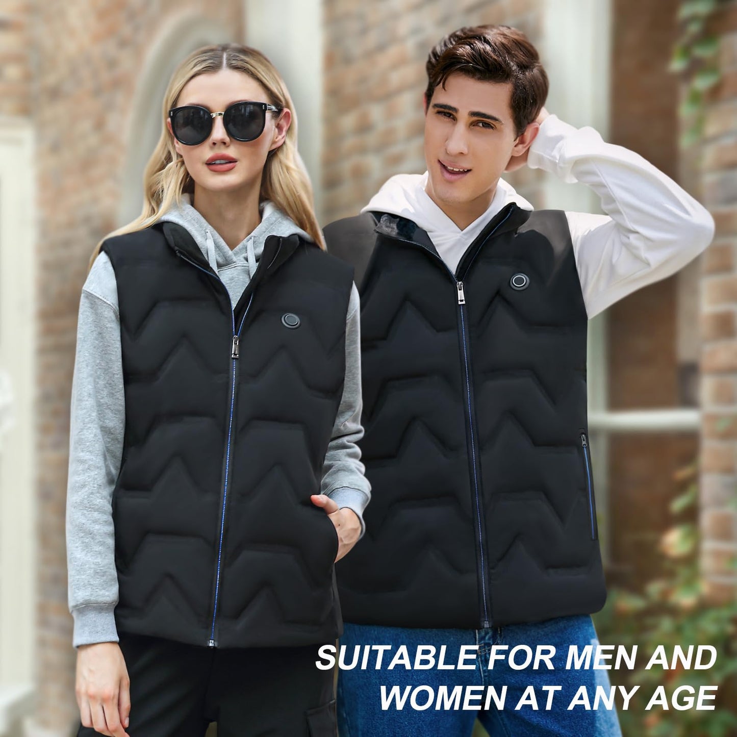 Kintiwe Heated Vest, Women's Heated Vest with 12000mAh Power Bank, Heated Jacket with 5 Heating Zones (DE/NL/SE/PL, Alphanumeric, M, Regular, Regular, Black Blue)