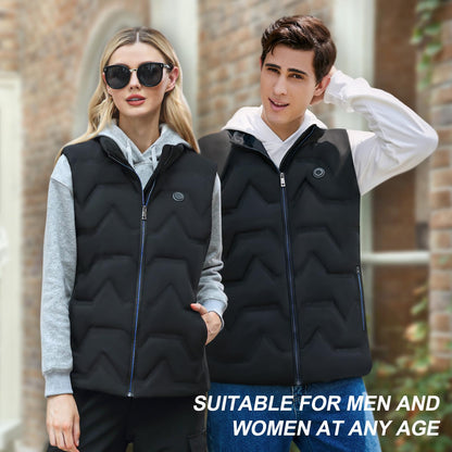 Kintiwe Heated Vest, Women's Heated Vest with 12000mAh Power Bank, Heated Jacket with 5 Heating Zones (DE/NL/SE/PL, Alphanumeric, M, Regular, Regular, Black Blue)