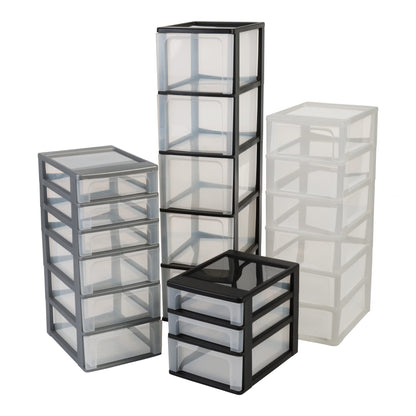 Iris Ohyama, Plastic Drawer Organizer with 5 deep drawers, Black, Easy-Pull System, A4, A5 & A6 size, Desk Organizer for Office, Stationery, BPA-free, Drawer Cabinet, OCH-2500