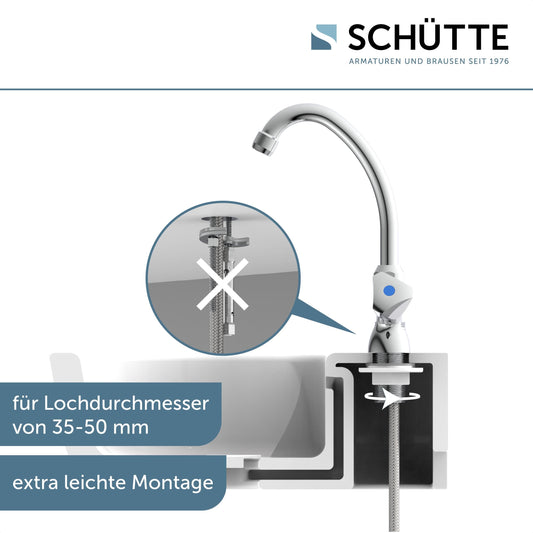 Pour cold water tap CARNEO, faucet, bathroom faucet for cold water only, swiveling stand valve, 37970, chrome