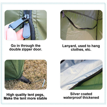 Pop-up throw tent for camping outdoors. Ultralight, portable, and private shelter tent.