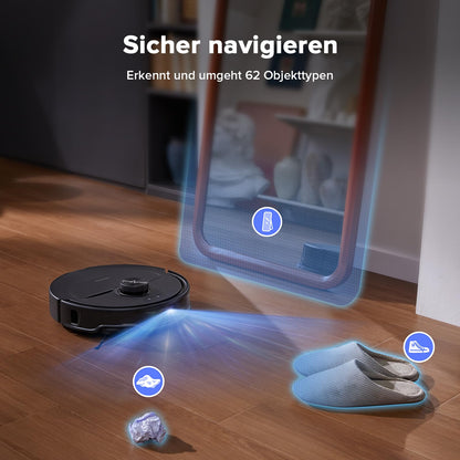 Roborock Qrevo Master robot vacuum with mopping function & detachable mop, FlexiArm Design™, HyperForce® suction power of 10,000 Pa, includes 2 additional mops, robot vacuum set (Black)