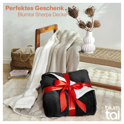 Blumtal Premium Sherpa Cuddly Blanket fluffy 220x240 cm - Oeko-Tex certified. Sofa Blanket with thick Sherpa lining - super fluffy and extra thick, warming - Fluffy Blanket - Anthracite