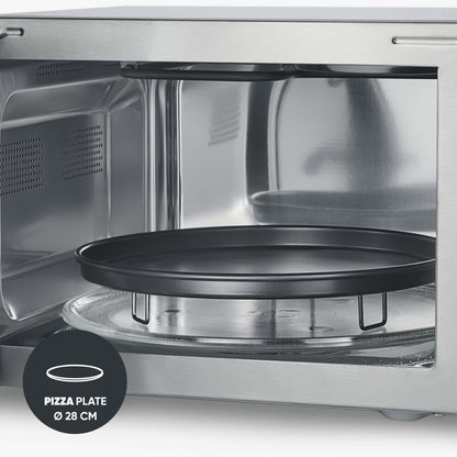 SEVERIN microwave with grill and hot air function 3-in-1, for thawing, steaming and heating, microwave with turntable, brushed stainless steel/silver, MW 7774