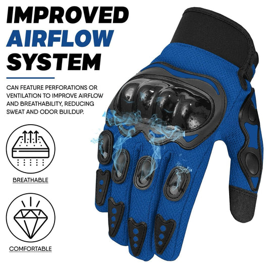 WESTWOOD FOX Motorcycle Gloves Men Women, Full Finger Touchscreen Motorcycle Gloves for BMX MX ATV MTB Riding, Hunting, Climbing and Outdoor Sports (BLUE, 2XL)
