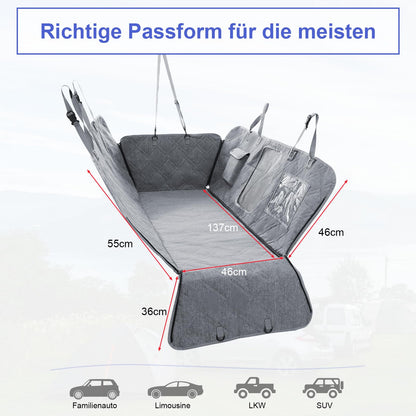 Dog car seat cover, dog car seat mat with PVC window and storage bag, 900D durable, scratch-resistant, non-slip car back seat dog cover with universal size, suitable for cars/trucks/SUVs.