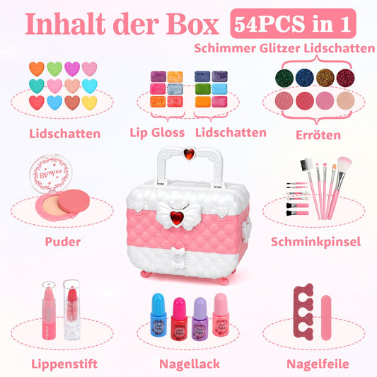 Children's Makeup Set for Girls, Flybay Kids Makeup Case Girls Toy, Washable Kids Makeup Kit Halloween Christmas Birthday for 4 5 6 7 8 9 10 11 Year Old Girls Gift