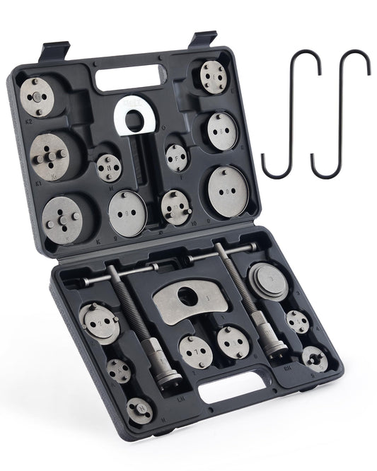 Orion Motor Tech 24 PC Brake Caliper Piston Tool Set Universal Brake Caliper Piston Reset Tool Kit Brake Caliper Piston Wind Back Tool Brake Repair Tool Black