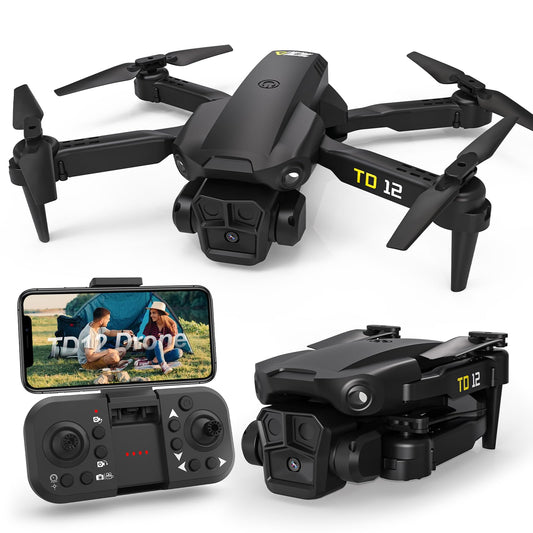 Toladrone drone with camera for beginners, drone with ESC camera, mini foldable FPV drone with headless mode, quadcopter with 2 batteries TD12 RC drone.