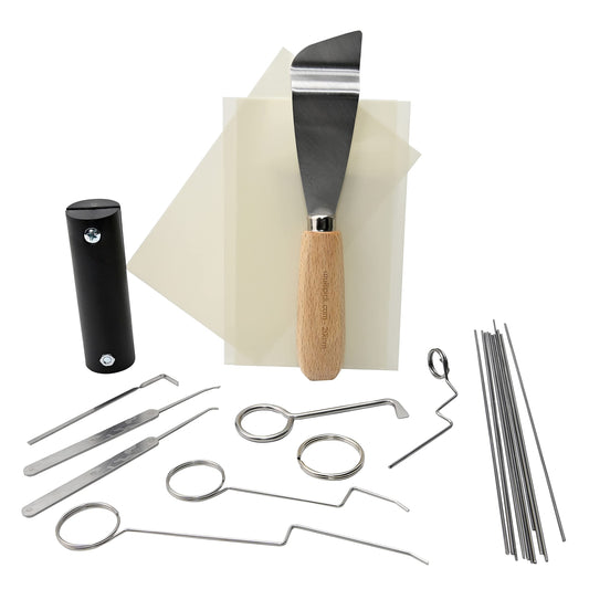 Multipick Super Lockpick Set Pro [27 Pieces] Door Opening Tool - Door Opener with Door Latch Sliders & Opening Cards - Locksmith Tool - Lockpicking Set - Door Latch Wire
