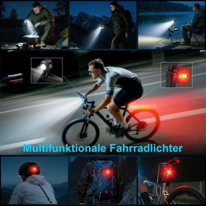 toptrek Bike Light Set USB Rechargeable, StVZO Approved Bike Lights LED Set, IPX5 Waterproof Bike Lighting Set, Low Battery Reminder, Front & Rear Light Set