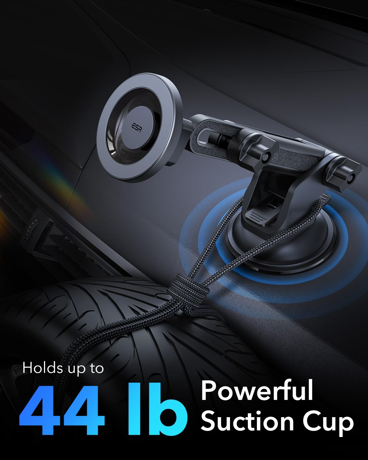 ESR car phone mount for Magsafe, magnetic suction cup dashboard and windshield phone holder for iPhone Air/17/16/15/14/13/12/Google Pixel 10/Samsung/Android, all smartphones.