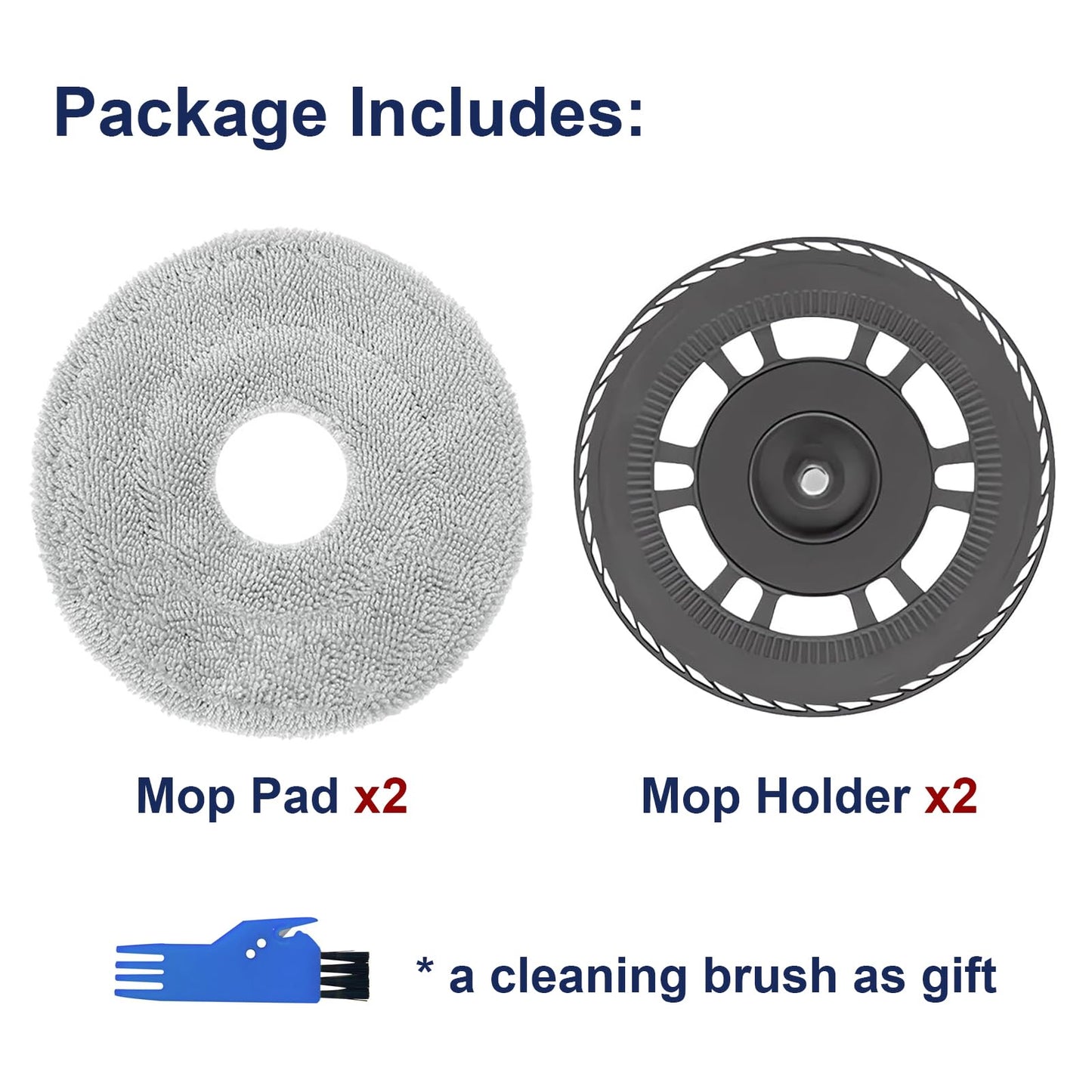 Mop pads with plates replacement parts for Dreame L10S Pro Ultra Heat / L10S Ultra Gen 2 / L20 Ultra / L40 Ultra / X40 Ultra / X40 Master / X30 Ultra / Mova E30 Ultra robot vacuum (2+2 pieces)