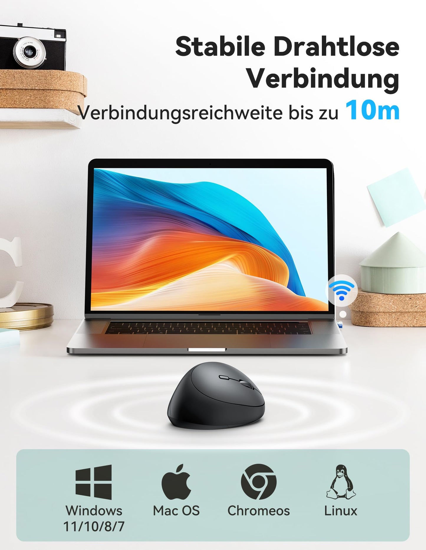 TECKNET Ergonomic Wireless Mouse, 4800 DPI Vertical Mouse, 99% Noise Reduction, 6 Buttons, 2.4G Computer Wireless Mouse, Quiet Wireless Mouse for Laptop, PC, Chromebook, Mac