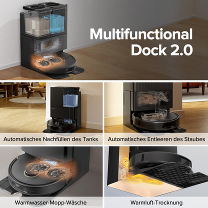 roborock Qrevo Pro Set robot vacuum with mopping function & lift-off mop, 7000Pa suction, FlexiArm Design™ edge cleaning, 60°C hot water mop wash, includes 2 extra mops, robot vacuum set (Black)