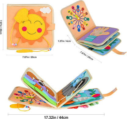 Quiet Book for 1 year and up | Fabric book for babies | Montessori felt book | Soft fabric baby books to learn life skills | 3D felt from 6 months to 5 years old | Gift for girls and boys.