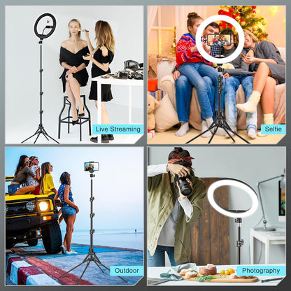 11.5 inch ring light with tripod for phone, large tripod for smartphone with ring light, selfie ring light phone tripod holder with ring light for photography, YouTube, TikTok, video, makeup.