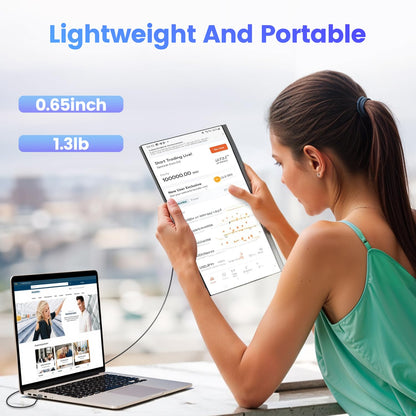 Teamgee Laptop Monitor Extension 15.6, 1080P FHD IPS Portable Monitor compatible with 13"-17" laptops, Slim Bezel-Less Screen Extender with detachable stand, Plug and Play for Mac, Windows.