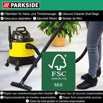 10 original Parkside Lidl dust bags for wet-dry vacuums PWD 25, 30, PNTS 23, 30, 1400, 1500 A1, A2, B1, C1, D1, B2, B3, E2, C4, D5, F2, H4.