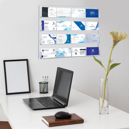Keweni Acrylic Business Card Holder Wall Mount, Clear Sticker Display Rack Multiple clear acrylic card organizers Sticker display stand Pre-drilled index card storage 1PCS