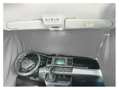 BREMEN SEAT COVERS Front Windshield Sunshade Camping Guide Cab Curtains Compatible with VW T5 T6 T6.1 in Grey
