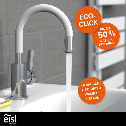 EISL Basin Mixer FLEXO, flexible spout in white, bathroom faucet, adjustable tap for bathroom, NI075FLCRW