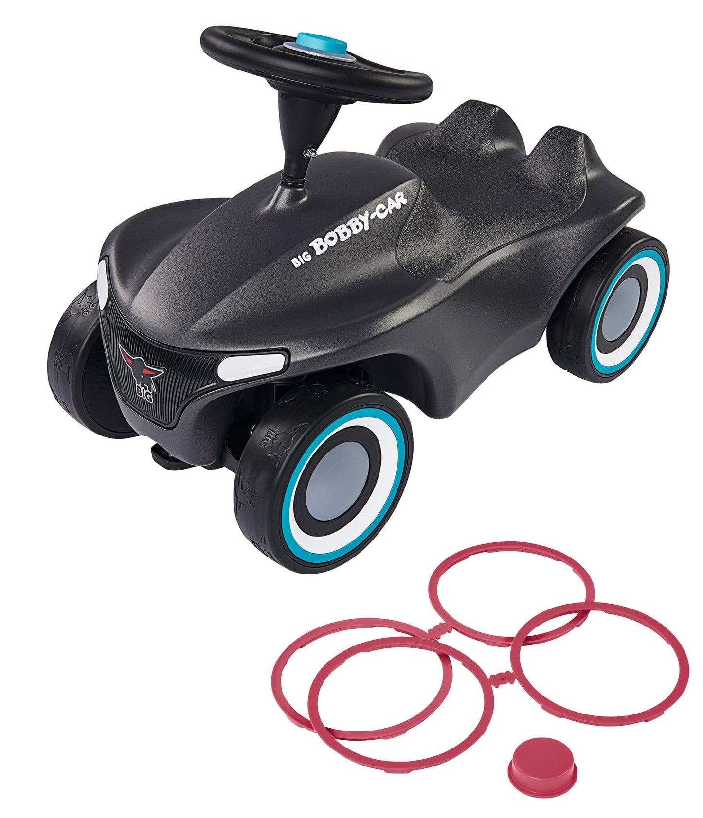 BIG-Bobby-Car-Neo Anthracite - slide vehicle for indoors and outdoors, children's vehicle with whisper tires and two interchangeable rims, for children from 1 year.