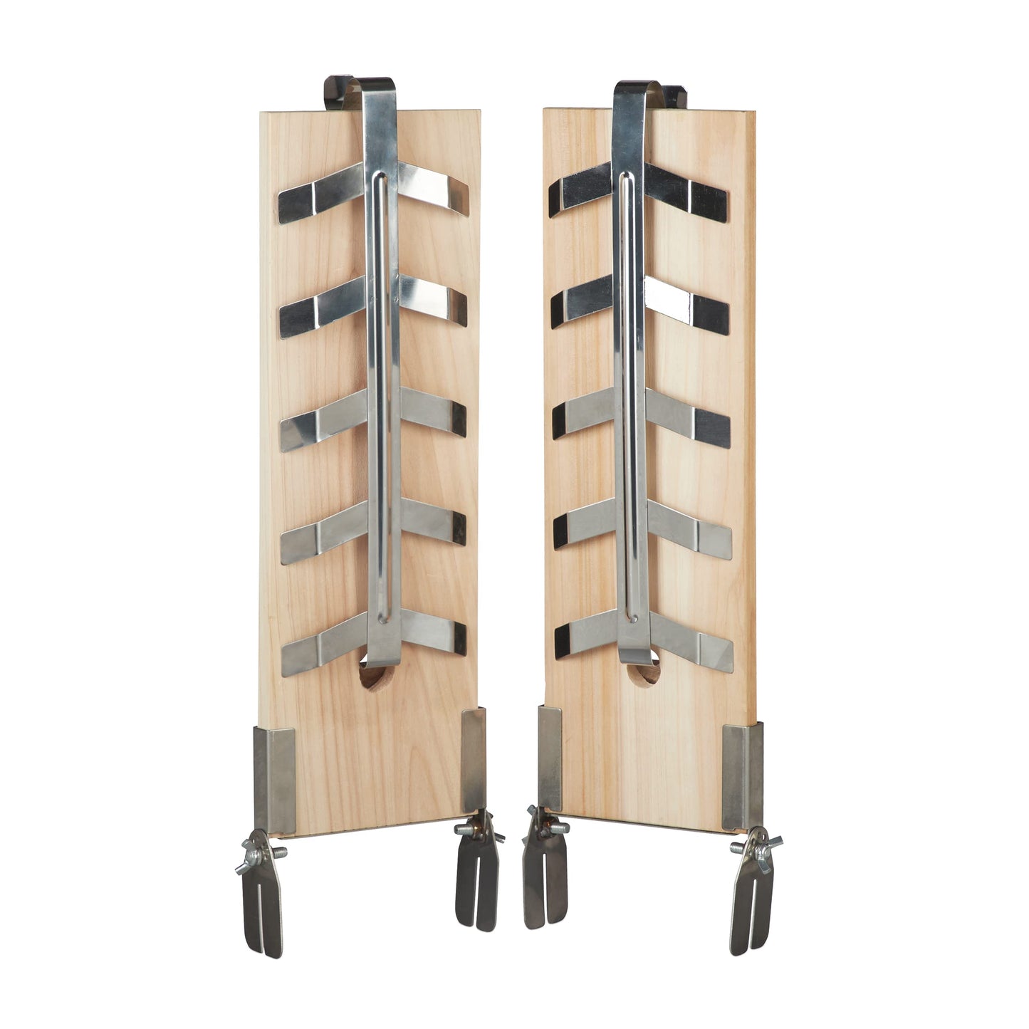 Relaxdays Cedar Planks for Grilling Salmon, Set of 2, Cedarwood Board, Adjustable Stainless Steel Holders, Natural