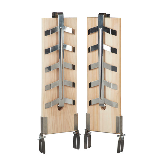 Relaxdays Cedar Planks for Grilling Salmon, Set of 2, Cedarwood Board, Adjustable Stainless Steel Holders, Natural