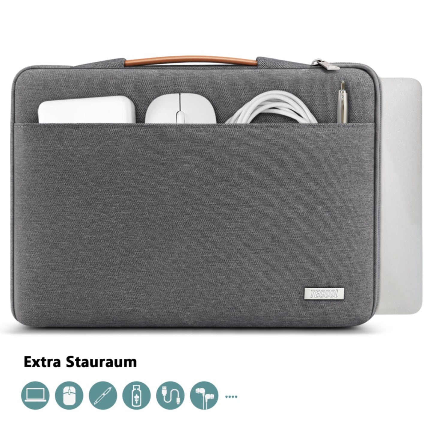 TECOOL 15.6 Inch Laptop Sleeve for 15-15.6" Laptop Notebook Lenovo Thinkpad Ideapad HP Acer Dell ASUS Chromebook, Shockproof Water-Resistant Notebook Case Cover 15 15.6, Dark Gray