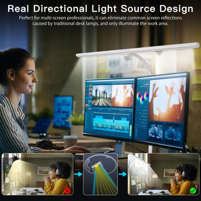 EYOCEAN desk lamp LED with gesture control & remote control, 24W 80CM clamp desk lamps, dimmable adjustable color temperatures monitor lamp, daylight lamp for home office, white.