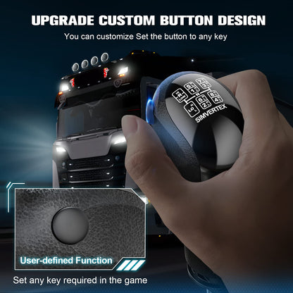 Aikeec USB Shifter Knob, 18 speed gear shift knob for Euro Truck Simulator 2 ATS ETS2, Truck Driver gear shift knob for Logitech G29 G27 G25 G920 G923 THRUST MASTER TH8A - Black