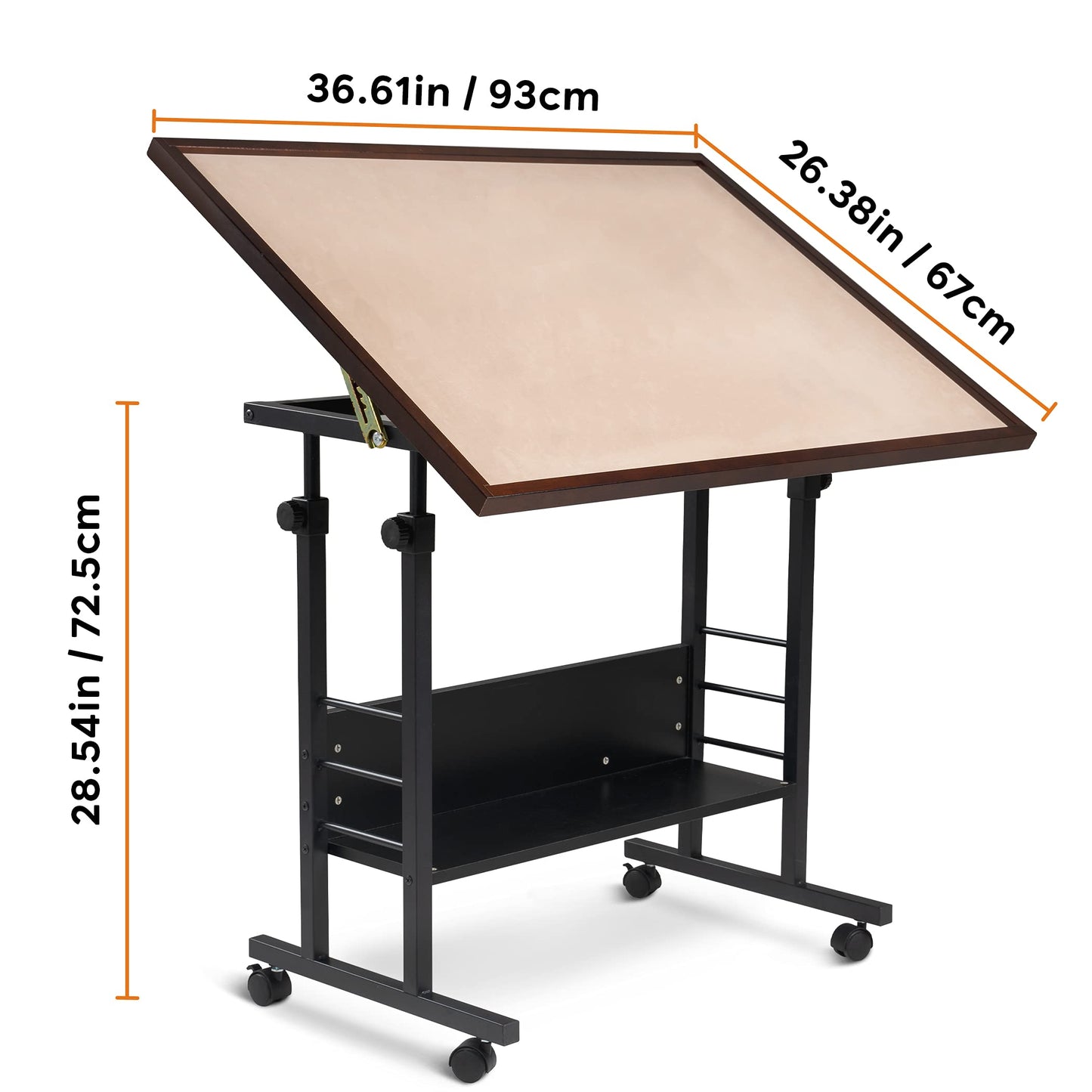 Becko US Jigsaw Puzzle Table Puzzle Board with Cover Puzzle Easel Tilting Table with Height Adjustment for Up to 1500 Pieces, Enclosed with 4 Wheels (Brown)