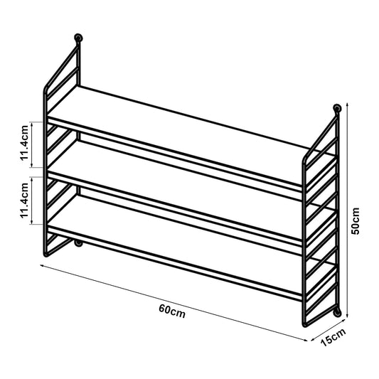[en.casa] Modular wall shelf Strängnäs metal shelf orange hanging shelf with 3 shelves bathroom shelf kitchen wall rack wall storage living room