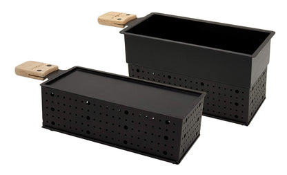 COOKUT - Lumi gift set - Raclette and cheese fondue with candle - Raclette in 3 minutes, prepare fondue in 5 minutes - Raclette night, cheese fondue, picnic - wooden spatula - black