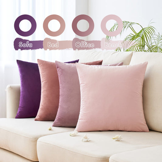 MIULEE Velvet Cushion Cover 40x40 cm Purple Pillowcase Set of 4 Sofa Cushion Velvet Decorative Pillow Couch Cushion Decorative Gradient Color Cover Sofa Pillow Cover Spring Decor for Kids