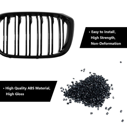 YIUBCZOQI G01 Front Grille for BMW X3 G01 2018-2021 X4 G02 2019-2021 X3 Grill x4 Gloss Black Double Slat Grill