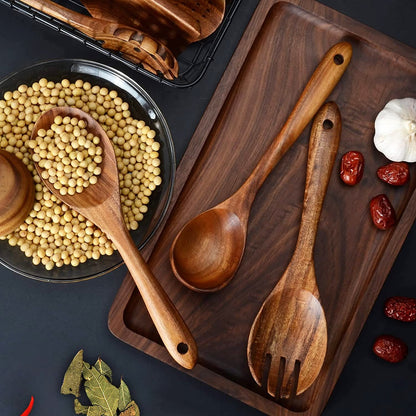 Wooden cooking spoon, set of 12, wood cooking utensils, kitchen utensil set, wooden cooking utensils, natural teak wood, wooden spatula for cooking.