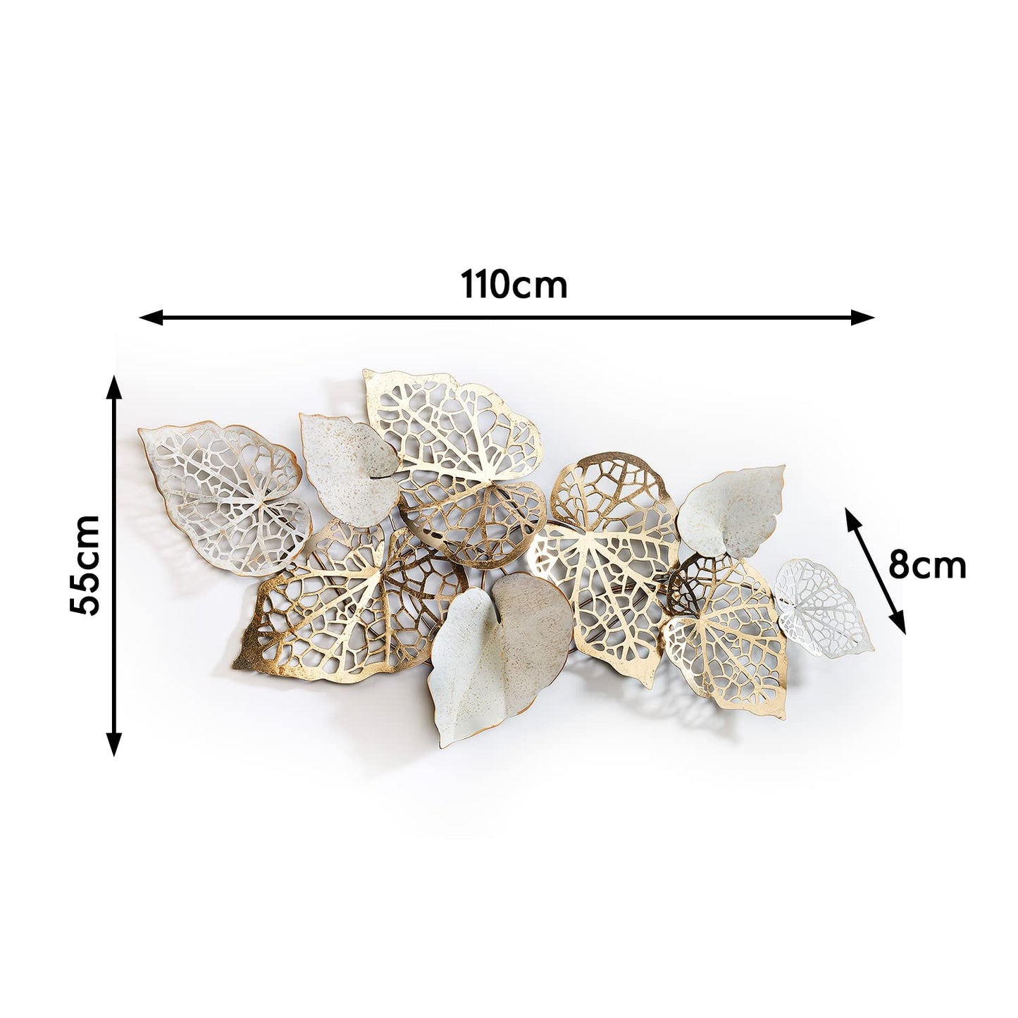 Kobolo wall decoration metal art 3D - GOLDEN Leaf - made of metal in gold and white