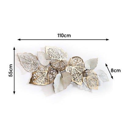 Kobolo wall decoration metal art 3D - GOLDEN Leaf - made of metal in gold and white