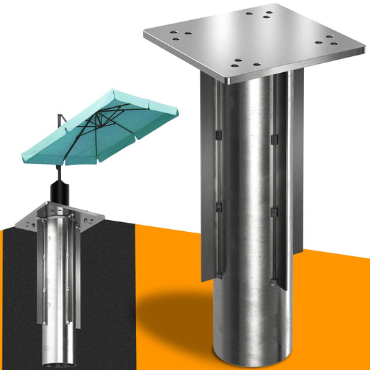 4smile Ground Sleeve Umbrella - Ground Anchor Cantilever Umbrella with base plate for embedding, Timeless quality - Universal Parasol stand Cantilever umbrella, load capacity up to 500 kg