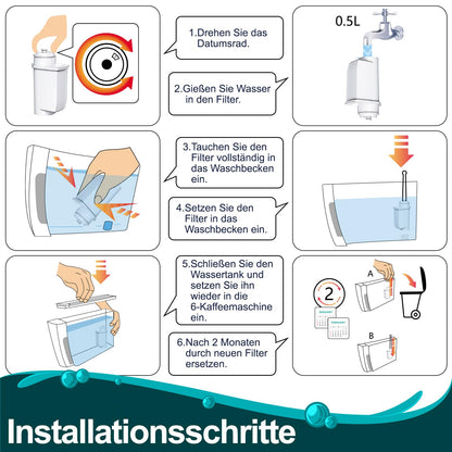 ARETHONE water filter for Siemens EQ series, EQ3/EQ6/EQ9, EQ500, S700, water filter coffee machine for Bosch Vero, TZ70003/TCZ7003/467873, Siemens 3200, Neff C77V60 series. (8 pack)