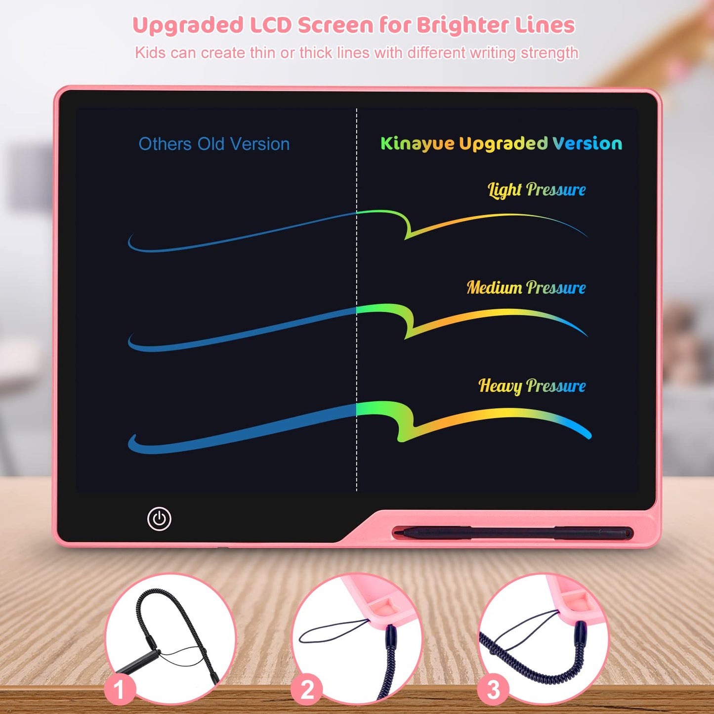 Kinayue LCD writing tablet for kids 16 inch rechargeable, drawing board doodle board preschool learning toy Christmas birthday Easter gift 3 4 5 6 7 year old girls boys