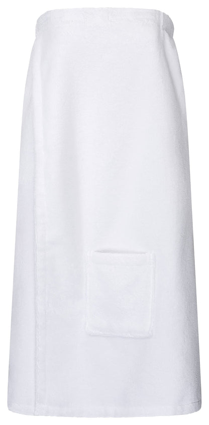 Floringo Luxury Sauna Sarong/Sauna Sarong Twin-Star Women with Velcro fastener and patch pocket - white
