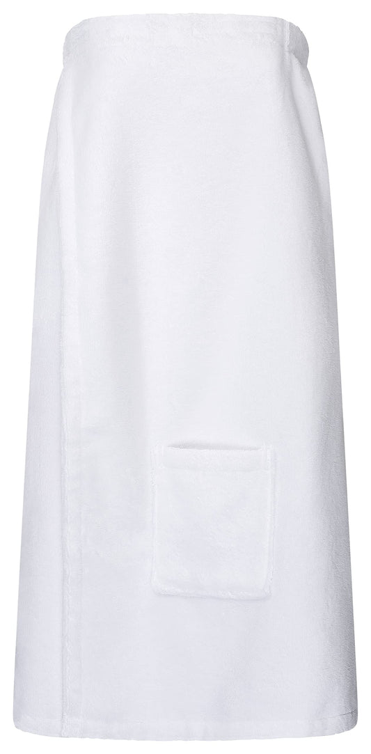 Floringo Luxury Sauna Sarong/Sauna Sarong Twin-Star Women with Velcro fastener and patch pocket - white