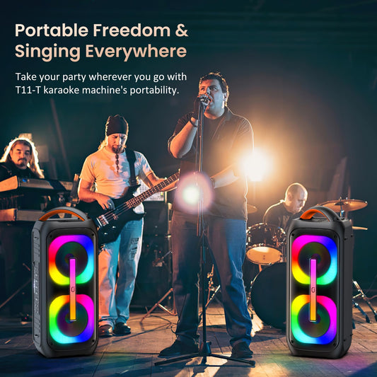JAUXXIAN Karaoke machine with 2 microphones, large portable Bluetooth speaker with RGB light, karaoke system for karaoke, house party, PA system for adult party box supports TF/USB, AUX,Rec.