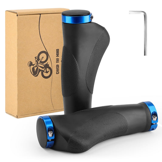 GXCROR Ergonomic bicycle grips with anti-slip dot design | Shock-absorbing rubber handlebar grips for mountain bikes | 130mm safety grips