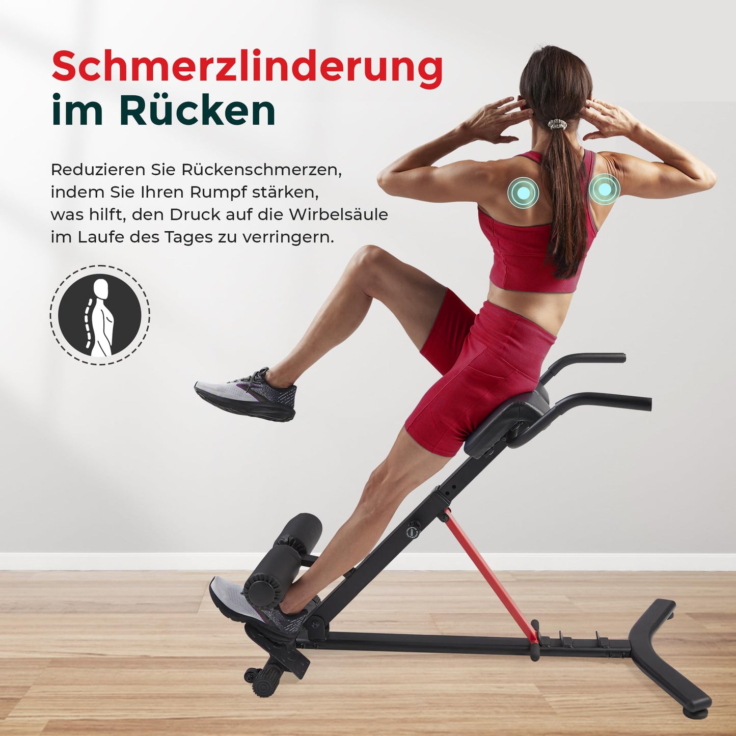 Sunny Health & Fitness Folding Roman Chair Back Trainer Hyperextension Chair, multifunctional workout equipment, home fitness sit-up bench for glute and abdominal training - SF-BH620062